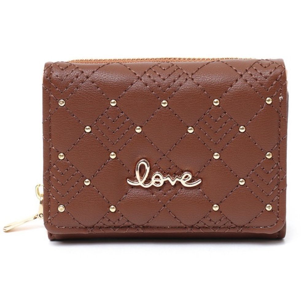 Quilted Studded Love Wallet - Dark Brown - Gift Idea - NWT